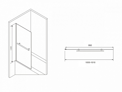 Шторка для ванны Abber Immer Offen AG70100B 100x140 черный