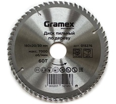 Диск пильный по дереву 180х30/20 мм, 60Т Gramex 015276