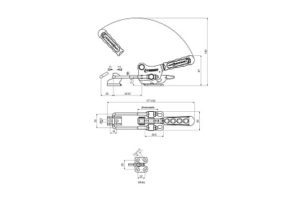 Защелка KUKAMET регулируемая со скобой, рукояткой и крюком B311-3