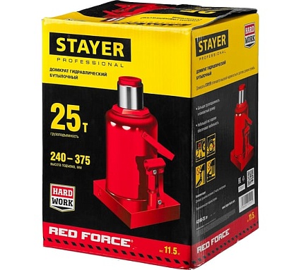 Гидравлический бутылочный домкрат Stayer Red Force 25т 43160-25_z01