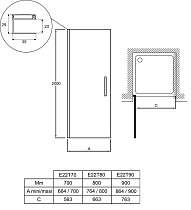 Душевая дверь Jacob Delafon Contra 80x200 E22T80-GA для установки в нишу