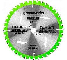 Диск пильный по дереву для циркулярной пилы 184x20 мм, 40T GreenWorks 2943307