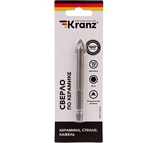 Сверло по стеклу и керамике 10 мм, шестигранный хвостовик Kranz KR-91-0644