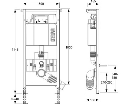 Инсталляция для унитаза MEPA VariVIT A31 514804 с регулировкой высоты