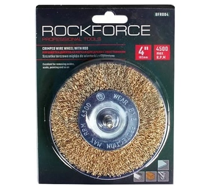 Кордщетка дисковая латунная 100 мм, в блистере Rockforce RF-BFR004(29069)