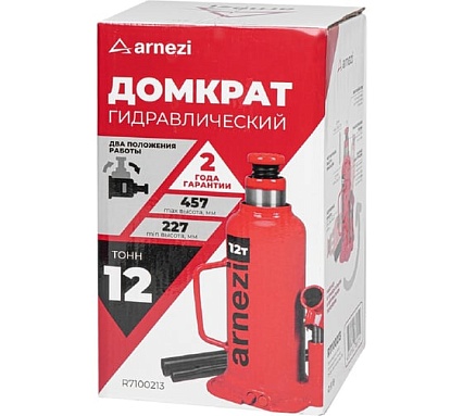 Домкрат гидравлический бутылочный Arnezi 12т 227-457мм R7100213