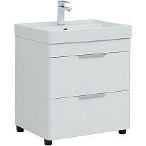 Мебель для ванной Aquanet Ирис new 60 см, напольная 2 ящика, белый глянец