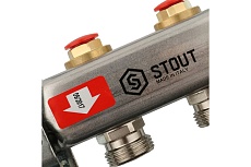 Коллектор из нержавеющей стали без расходомеров STOUT 2 выхода SMS 0922 000002