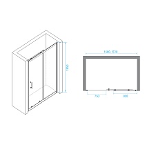 Душевая дверь RGW Passage PA-14B 170x195, прозрачное стекло, черный