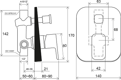 Смеситель для душа Ravak 10° Free TD F 061.00 X070134, с переключателем