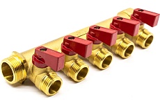 Коллектор Damento Clima с кранами 3/4"x1/2" на 5 выходов 1/25 016244