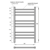 Полотенцесушитель электрический Point Веста PN70758BR П9 50x80 диммер слева, бронза