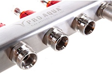 Коллекторный блок с расходомерами PRO AQUA 4 выхода, 280 мм, 1 x 3/4 V500MB.04b