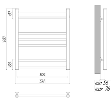 Полотенцесушитель водяной Lemark Ursus LM72607BL П7 50x60 черный