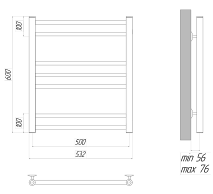 Полотенцесушитель водяной Lemark Ursus LM72607BL П7 50x60 черный