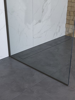 Душевая перегородка Belbagno UNO-L-1-TB-90-C-GM 90x200 прозрачная, оружейная сталь