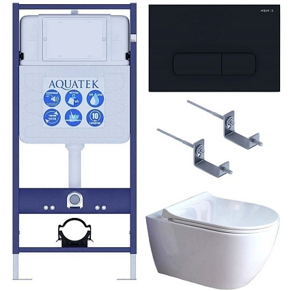 Подвесной унитаз SET Aquatek Поларис-01-017 4в1, кнопка черный матовый