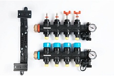 Коллекторная группа с расходомерами Federica Bugatti FB 1&quot;х3/4&quot; 4 выхода, пластиковый коллектор 2015364