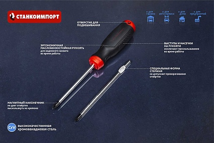 Шлицевая отвертка Станкоимпорт SL3x100 CS-30.4.2