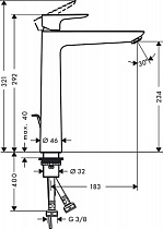 Смеситель для раковины Hansgrohe Talis E 71716990 донный клапан, золото