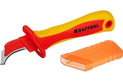 Диэлектрический нож электрика Kraftool KN-7 с пяткой, изогнутый 45400