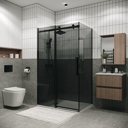 Душевой уголок Grossman Classic 120.K33.04.1080.21.10 100x80 тонированный, черный матовый