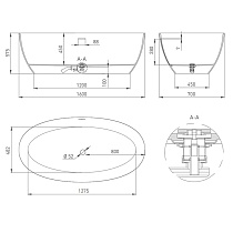 Ванна из литьевого мрамора Salini Alda S-Sense 101914G 160x70, белый глянцевый