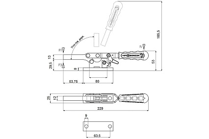 Прижим усиленный KUKAMET со стопорной рукояткой 141-4-L