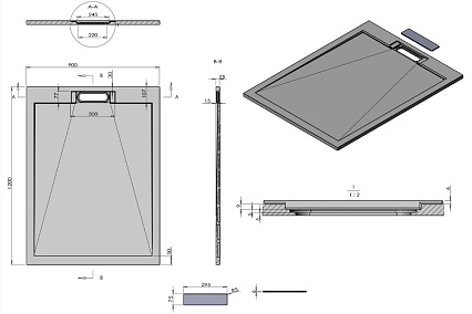 Поддон для душа Vincea VST-4SRL9012A 120x90 антрацит