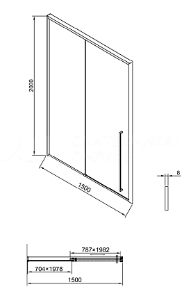 Душевая дверь Timo TDSS-150/13C-8R 150x200 прозрачное, никель