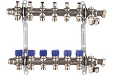 Коллекторная группа ELSEN 1&quot;, 6 контуров, размер отвода-3/4&quot;, нержавеющая сталь EMi02.06