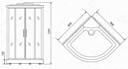 Душевая кабина Timo Lux T-7709(NEW) 90x90, с г/м, прозрачные стекла, хром