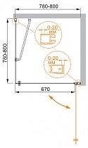 Душевой уголок Cezares ELENA-W-A-1-80-P-Cr-L 80x80 рифленый, квадратный, левосторонний