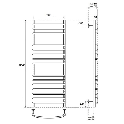 Полотенцесушитель электрический Point PN05150SE П15 50x100 хром