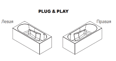 Акриловая ванна Riho Lazy Plug & Play 180x80 см R, с монолитной панелью