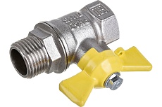 Шаровой кран для газа Valfex 1/2" ВР/НР бабочка, латунный никелированный 11Б27фтМ VF.278.NB3.012.Bir