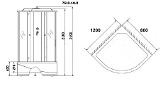 Душевая кабина Niagara Eco NG- 7510-14R BLACK 120x80, правосторонняя, стекло мозаика