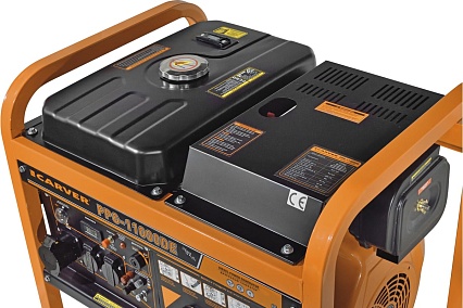 Генератор Carver PPG-11000DE дизель, LT-1100F, 8,5/9,5 кВт, 220 В, бак 20л, э/старт, колеса, медь 01.020.00025