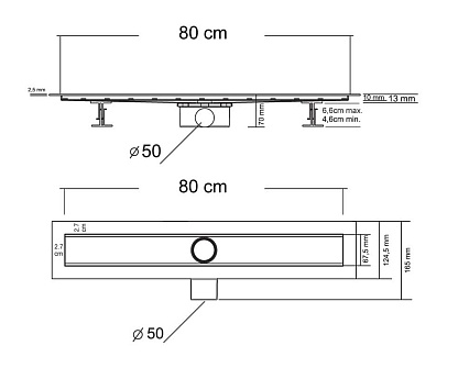 Душевой лоток Vincea Say Optima Blok SAY.601.80.B.M.S.BLOK 80 см, матовый черный