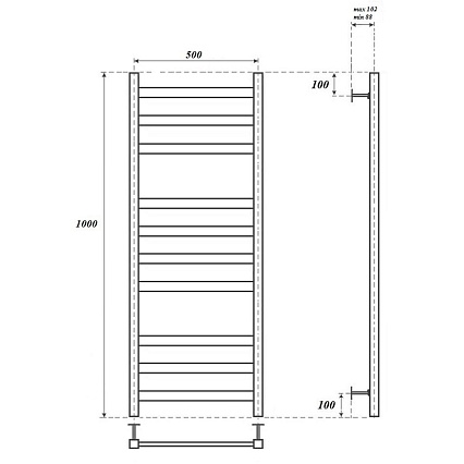 Полотенцесушитель электрический Point PN83150BE П10 50x100 черный