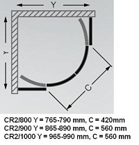 Душевой уголок Roltechnik Classic Line CR2 100x100 профиль хром, четверть круга