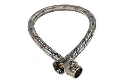 Подводка гибкая для воды ELKA с оплеткой из нержавеющей стали 1/2" х 150 см, стальная гайка ИС.100089