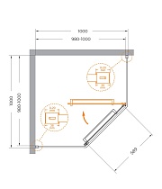 Душевой уголок Cezares Relax 100x100 прозрачный, брашированное золото RELAX-304-P-1-100-C-BORO