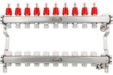 Коллекторная группа Essan GROUP802 нержавейка, 1"x3/4" EK 10 выходов, с расходомерами 180222510-77