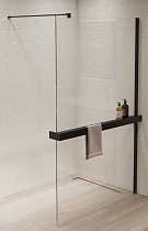 Душевая перегородка Vincea Walk-In VSW-1HR900CLB 90x200 черный матовый, прозрачное