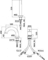 Смеситель на борт ванны Paffoni Light LIG047CR хром