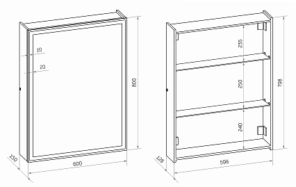 Зеркальный шкаф Континент Mirror Box LED 60x80 с подсветкой, МВК053