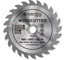 Диск пильный по дереву MKSS Toolbox Woodcutter WC1650 165x24Тх20/16 мм WC16502420