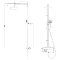 Душевая стойка Lemark Bronx LM3772GM с термостатом, графит