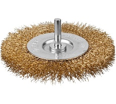 Щетка &quot;ЭКСПЕРТ&quot; дисковая для дрели (витая латунированная проволока 0,3 мм, 100 мм) Зубр 3520-100_z01
